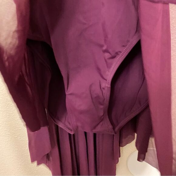 Weissman Balera dance costume purple Asymmetrical Mesh Tank Dress D9723 Adult SA - Picture 6 of 11